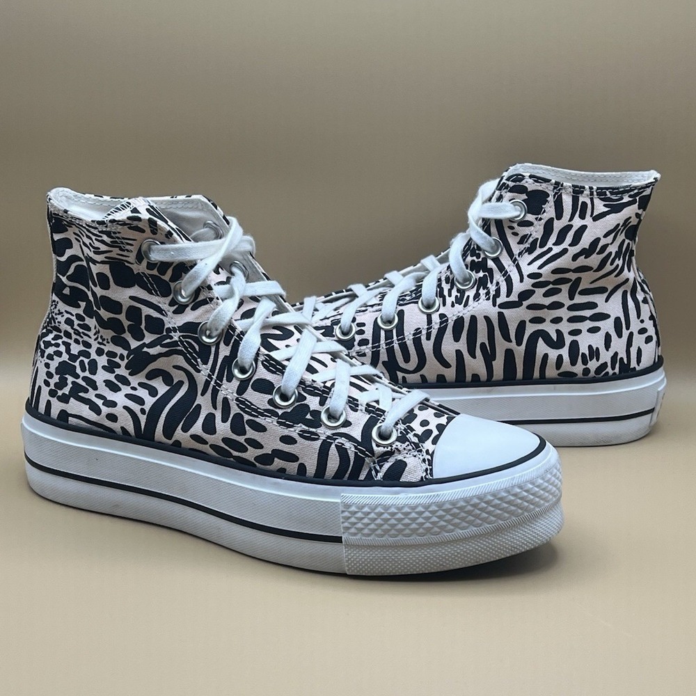 Converse Chuck Taylor All Star Beige Platform High Jungle Art - Women's Size 7.5